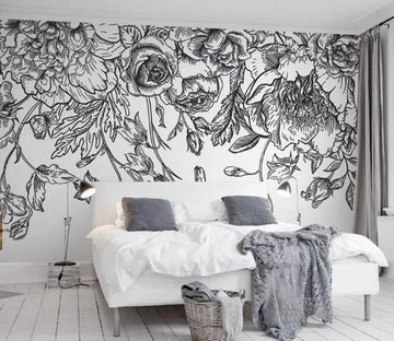 3D Sketch Rose WG542 Wall Murals