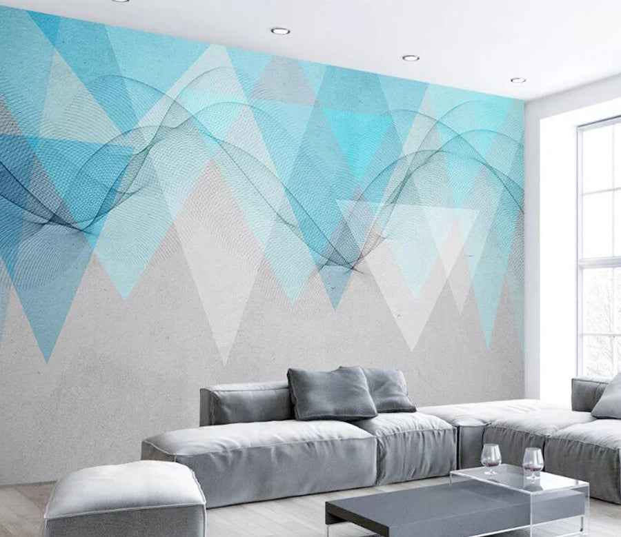 3D Blue Triangle WC1793 Wall Murals