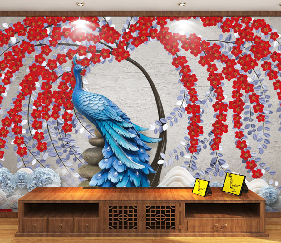 3D Peacock Flower WG479 Wall Murals