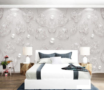 3D Pearl Leaves WC1410 Wall Murals