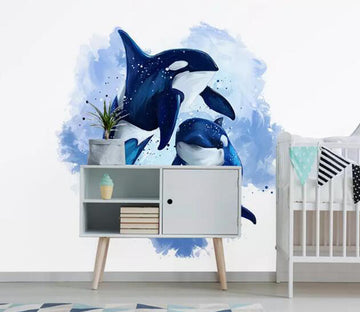 3D Blue Dolphin WG1091 Wall Murals