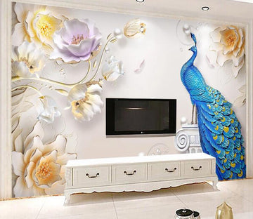 3D Peacock Flower WC1548 Wall Murals