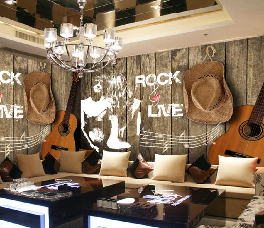 3D Hat Guitar WC1308 Wall Murals