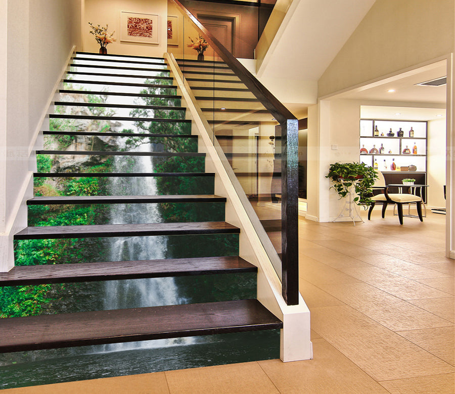 3D Beautiful Clear Waterfall 141 Stair Risers