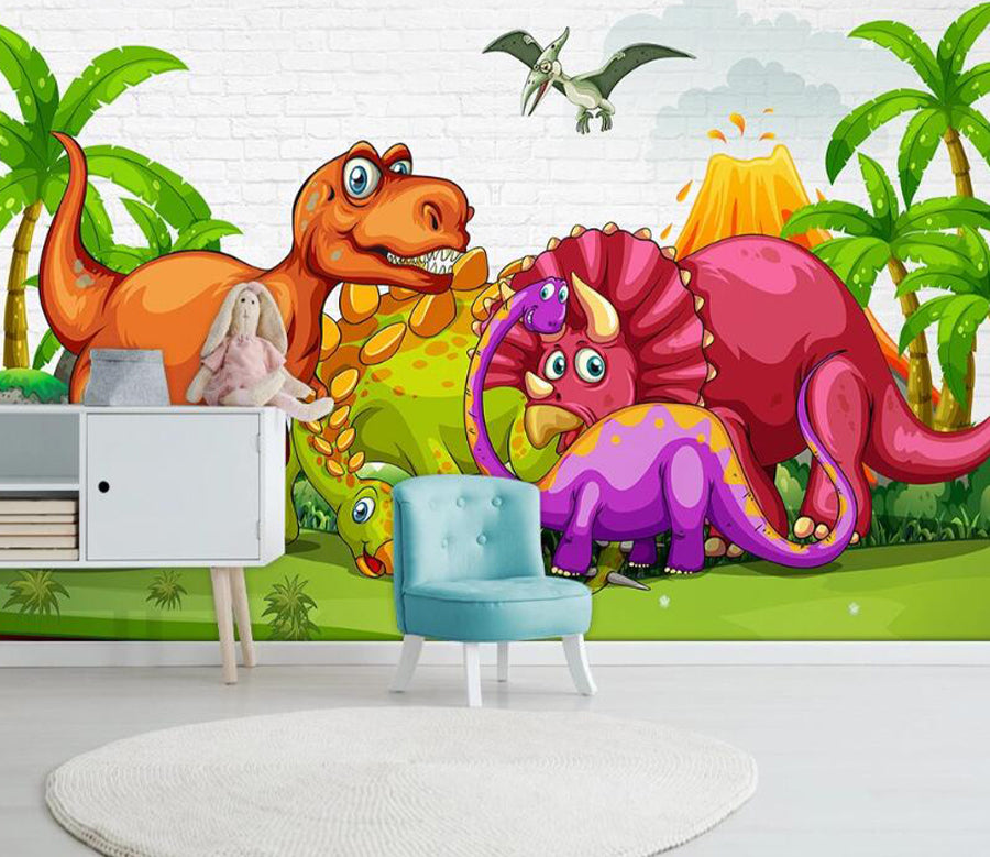 3D Cartoon Dinosa WC2423 Wall Murals