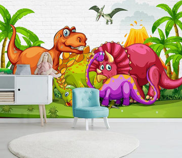 3D Cartoon Dinosa WC2423 Wall Murals