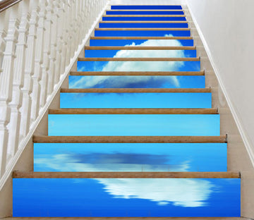 3D White Cloud Reflection 093 Stair Risers