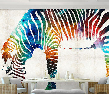 3D Watercolor Zebra WG338 Wall Murals