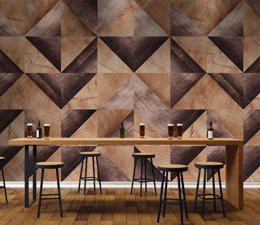 3D Wooden Triangle WC2608 Wall Murals