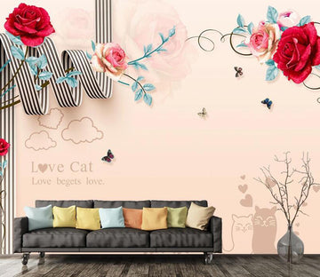 3D Red Rose Letter WC1590 Wall Murals