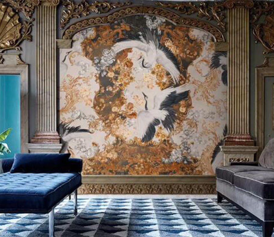 3D Flying Crane WG1067 Wall Murals