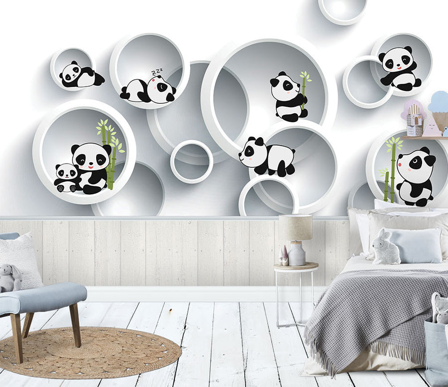 3D Cute Panda WG440 Wall Murals