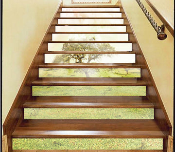 3D Green Misty Tree 136 Stair Risers