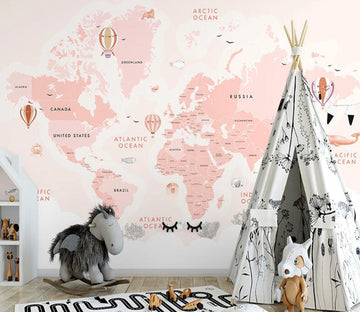 3D Pink English Map WC2652 Wall Murals