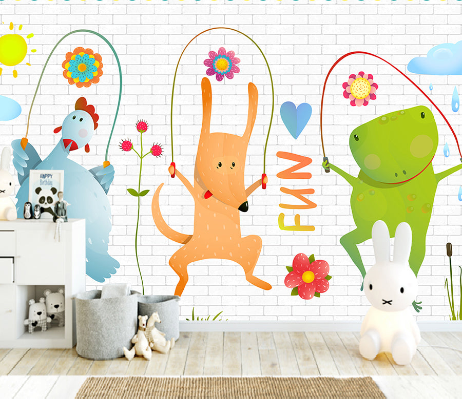 3D Cartoon Fox WG447 Wall Murals
