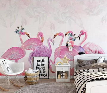 3D Painted Flamingo WG764 Wall Murals