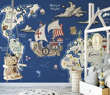 3D Ship Map WG446 Wall Murals