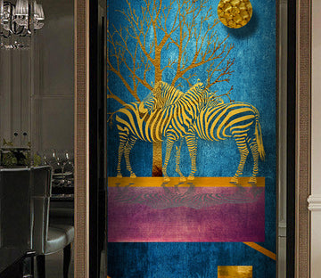 3D Golden Zebra WG177 Wall Murals