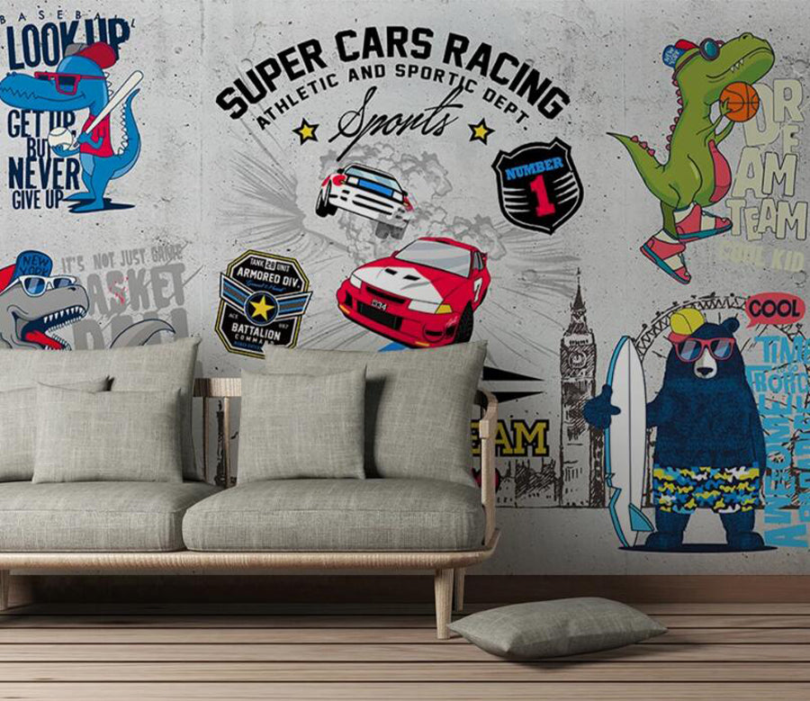 3D Dinosaur Bear WC1873 Wall Murals