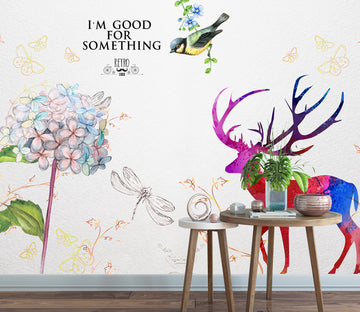 3D Red Deer Bird WG317 Wall Murals