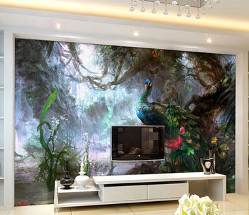 3D Forest Peacock WG368 Wall Murals