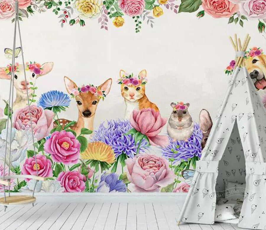 3D Deer Cat Dog WG757 Wall Murals