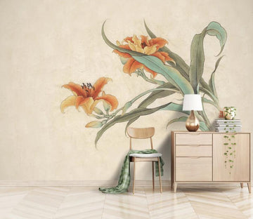 3D Orange Flower WC2669 Wall Murals