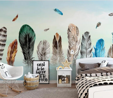 3D Colored Feather WC1561 Wall Murals