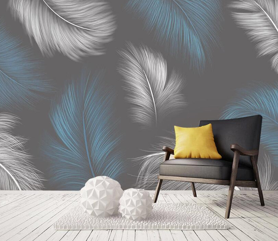 3D Blue Feather WC2434 Wall Murals