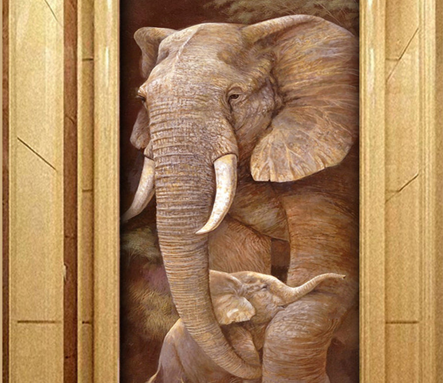 3D Embossed Elephant WG155 Wall Murals