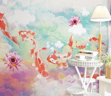 3D Goldfish Flower WC1463 Wall Murals