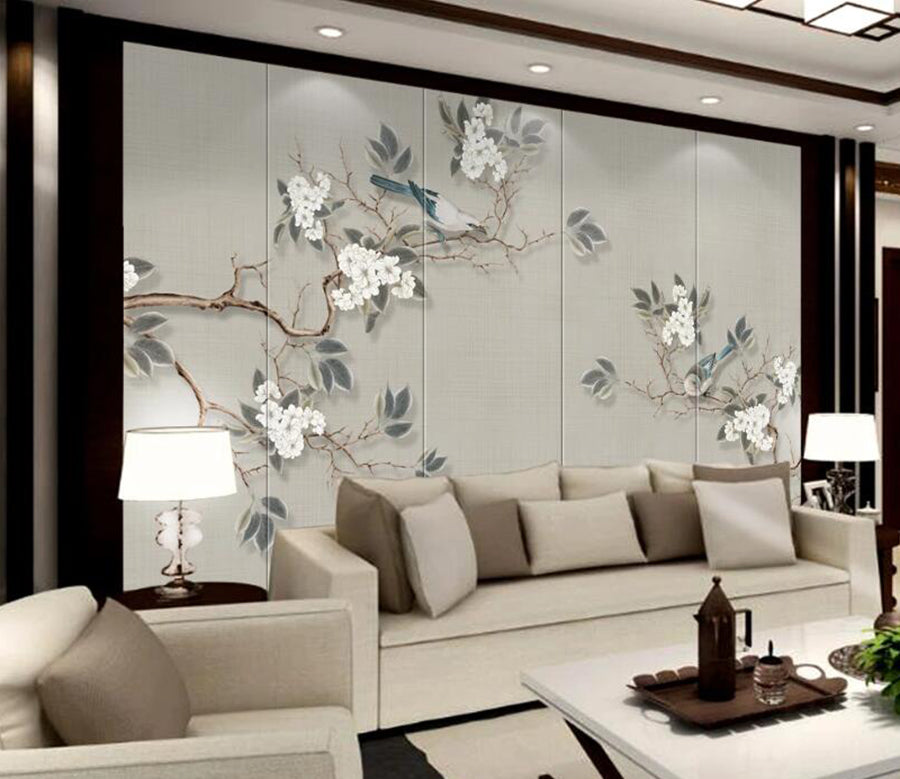 3D Plum Magpie WC2284 Wall Murals