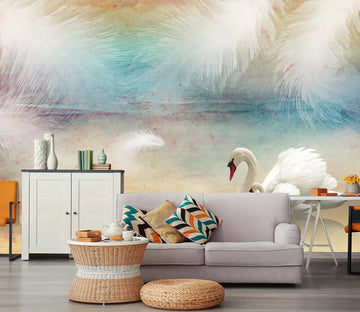 3D White Swan WG1212 Wall Murals