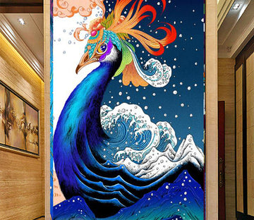 3D Ukiyo-e Peacock WG077 Wall Murals