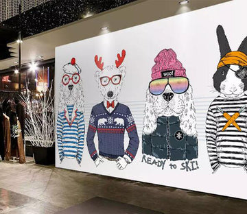 3D Dog Rabbit Deer WG510 Wall Murals