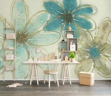 3D Green Flower WG548 Wall Murals