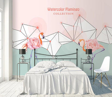 3D Rose Flamingo WC2138 Wall Murals