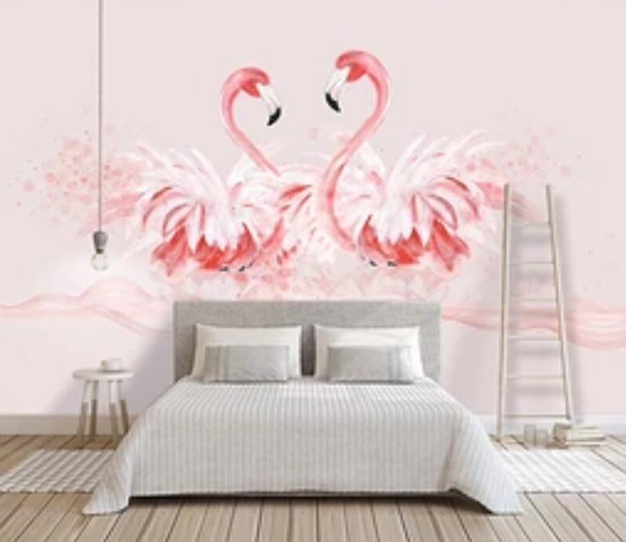 3D Staring Flamingo WG1281 Wall Murals