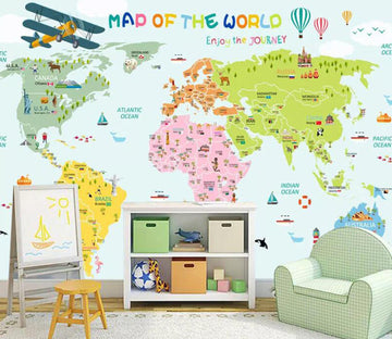 3D Color World Map WC1727 Wall Murals