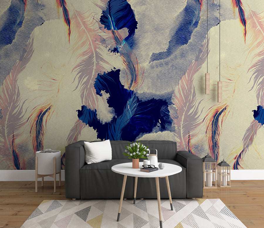 3D White Feather WG355 Wall Murals