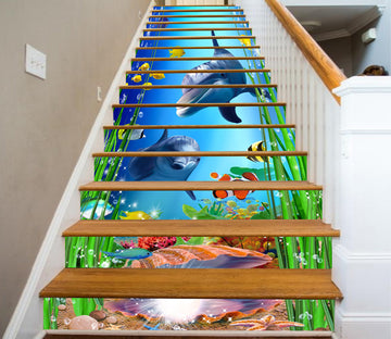 3D Treasure Hunting Dolphin 138 Stair Risers