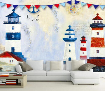 3D Lighthouse Bird WC1303 Wall Murals