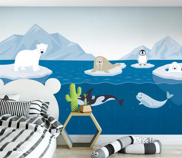 3D White Bear WC2315 Wall Murals