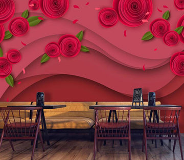 3D Red Rose Flower WC1569 Wall Murals