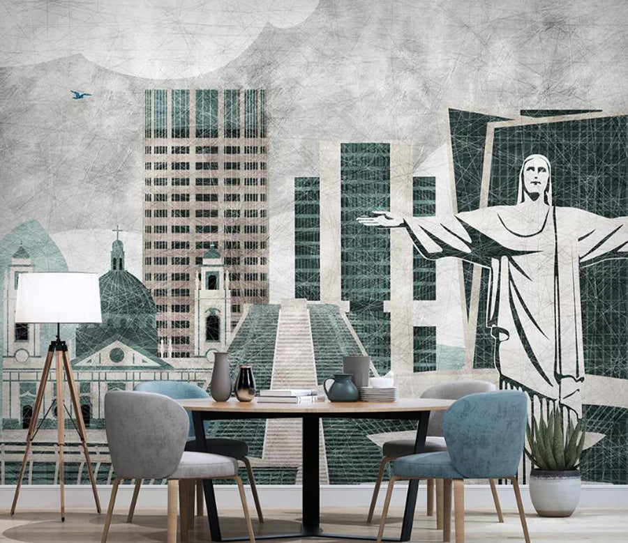 3D Building Painting WC1942 Wall Murals
