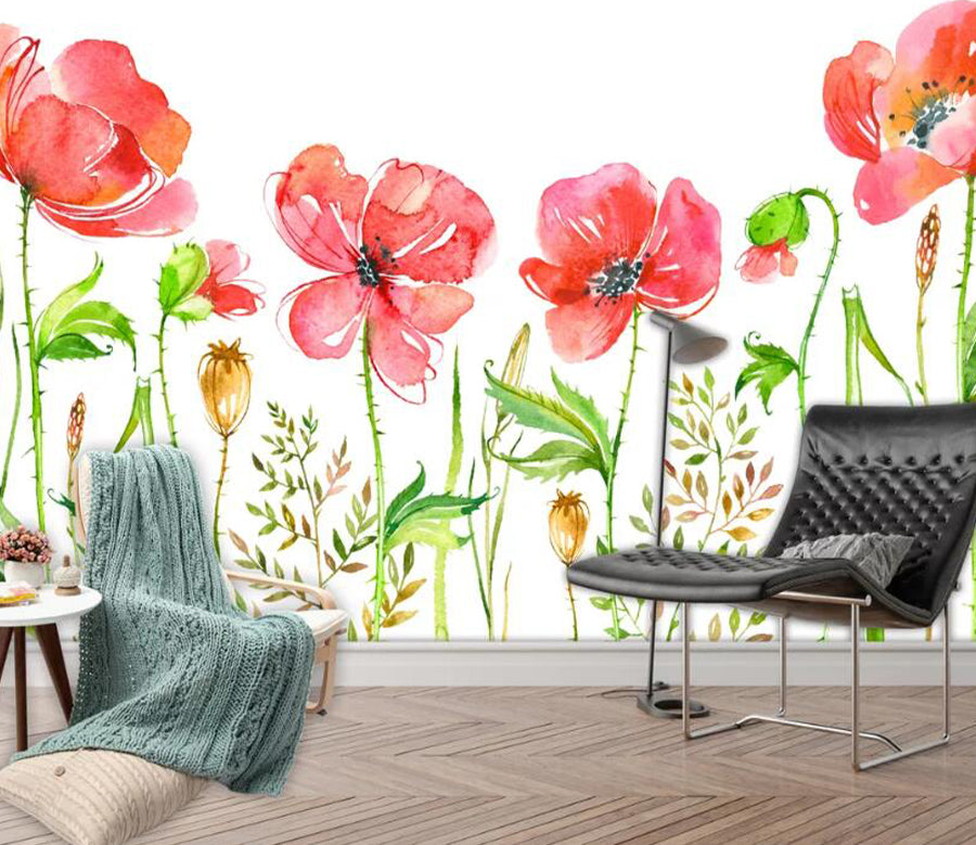 3D Big Red Flower WC2653 Wall Murals