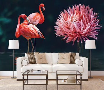 3D Flamingo Peony WC2468 Wall Murals