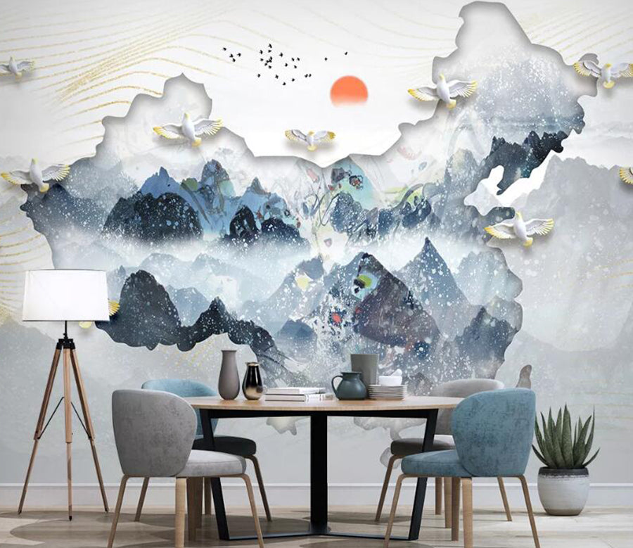 3D Map Pigeon WC2186 Wall Murals