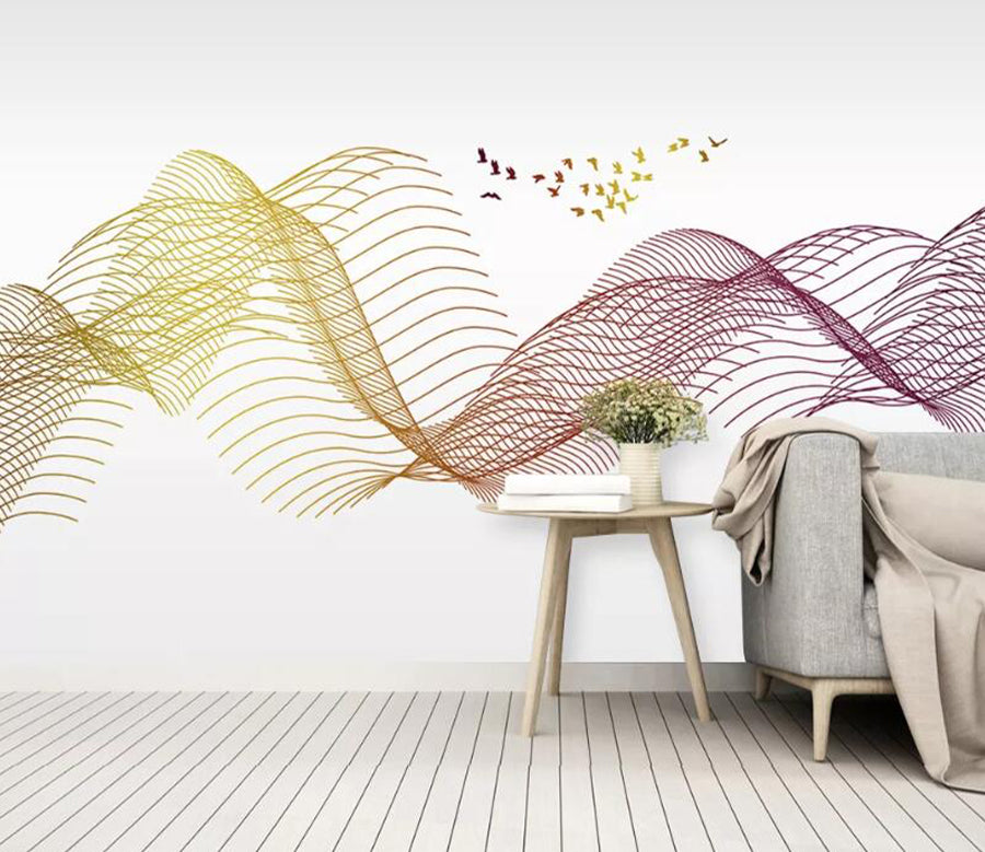 3D Line Wave WC1888 Wall Murals