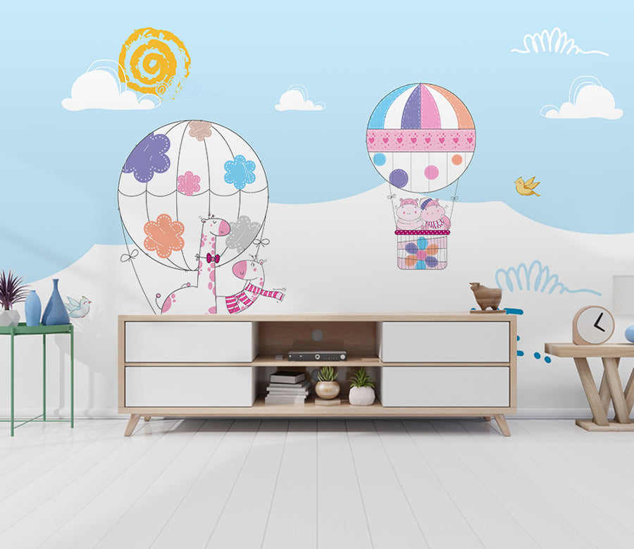 3D Giraffe Hippo WG464 Wall Murals